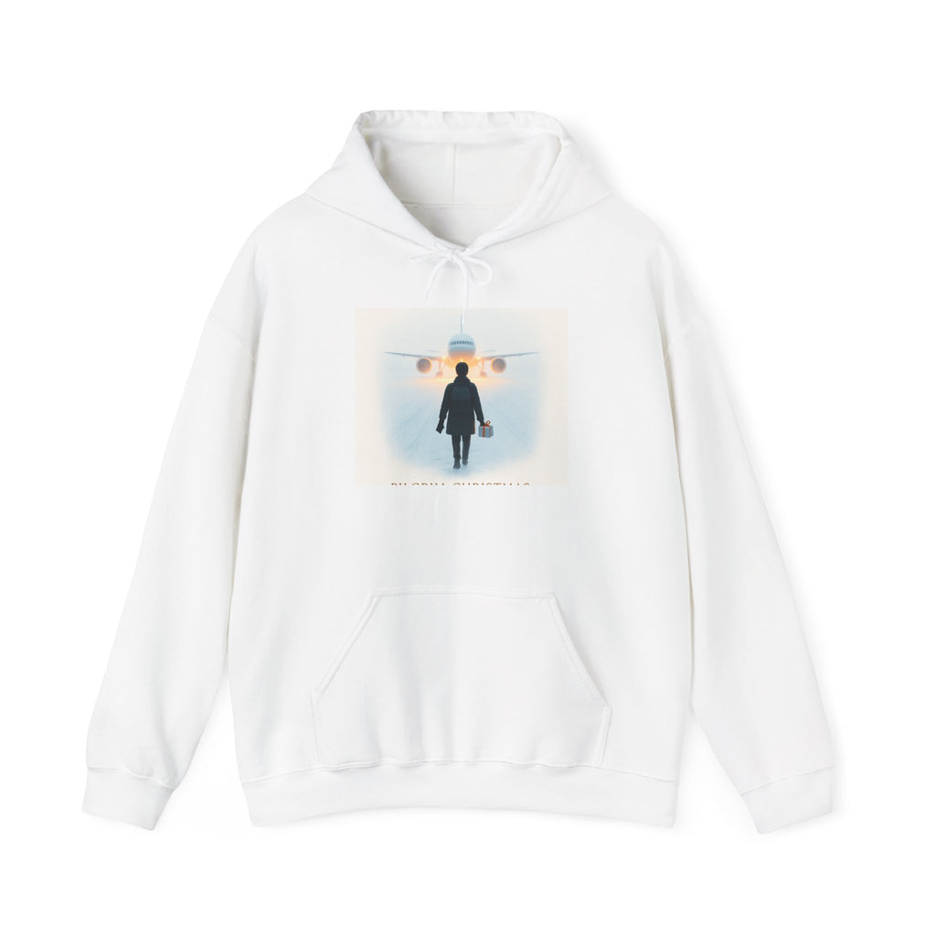 Aviation Traveler Hoodie – Silhouette Walking Toward Plane Graphic Hoodie