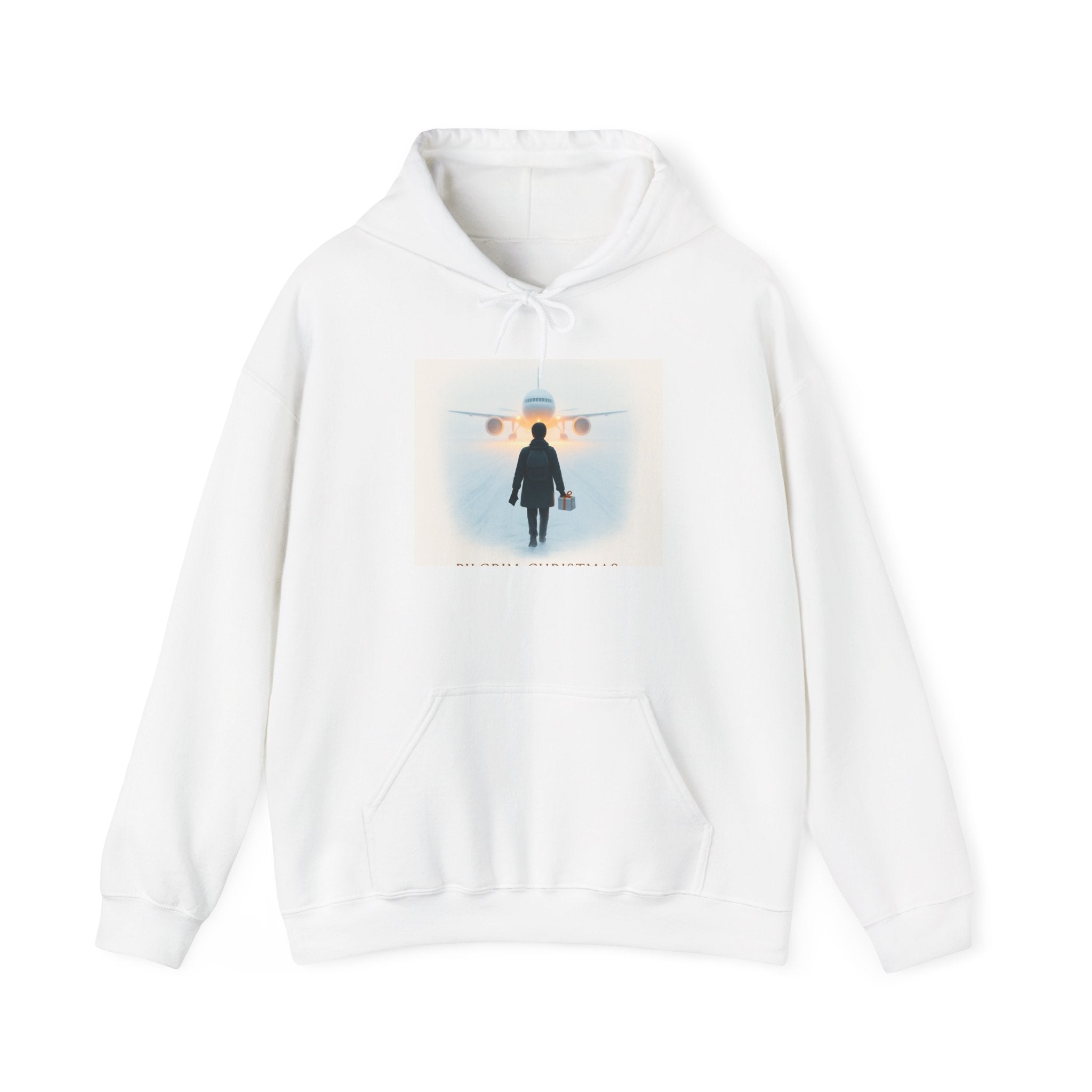 Aviation Traveler Hoodie – Silhouette Walking Toward Plane Graphic Hoodie