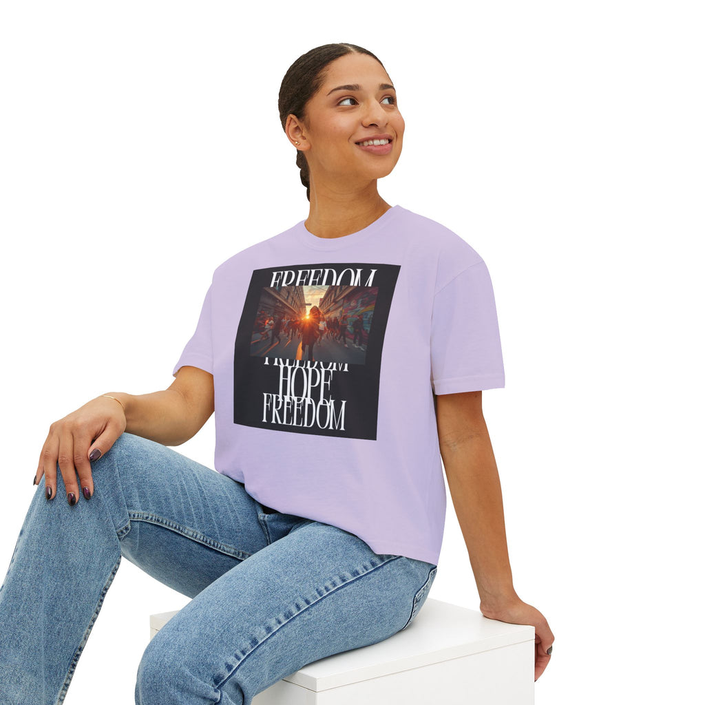 Hope & Freedom Graphic Tee — Women's Boxy T-Shirt