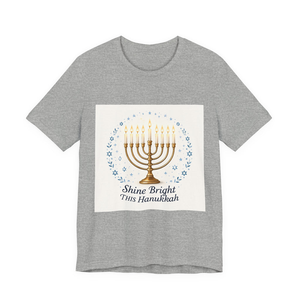 Hanukkah Menorah T‑Shirt — "Shine Bright This Hanukkah" Holiday Tee