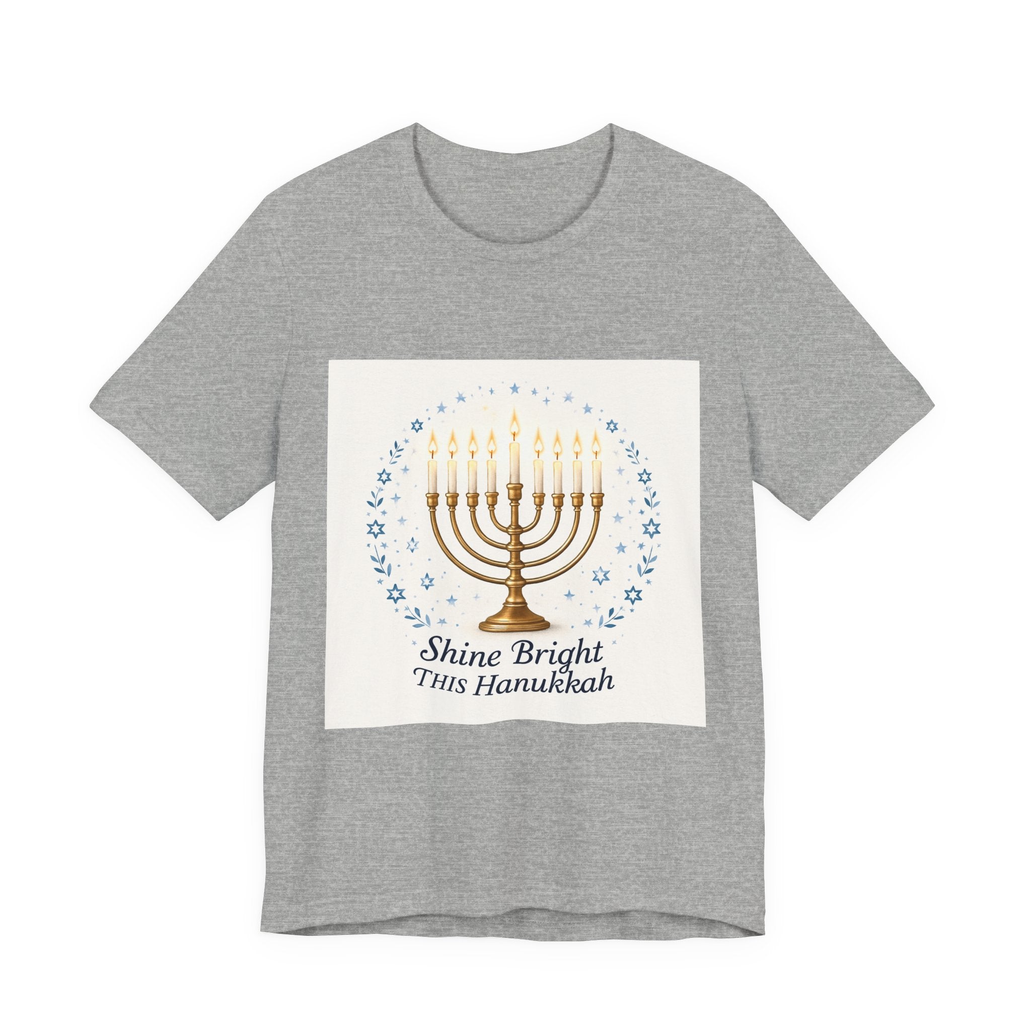 Hanukkah Menorah T‑Shirt — "Shine Bright This Hanukkah" Holiday Tee