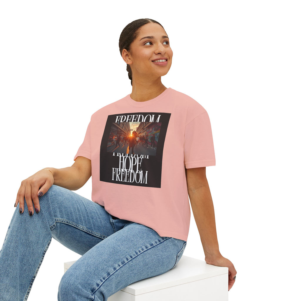 Hope & Freedom Graphic Tee — Women's Boxy T-Shirt