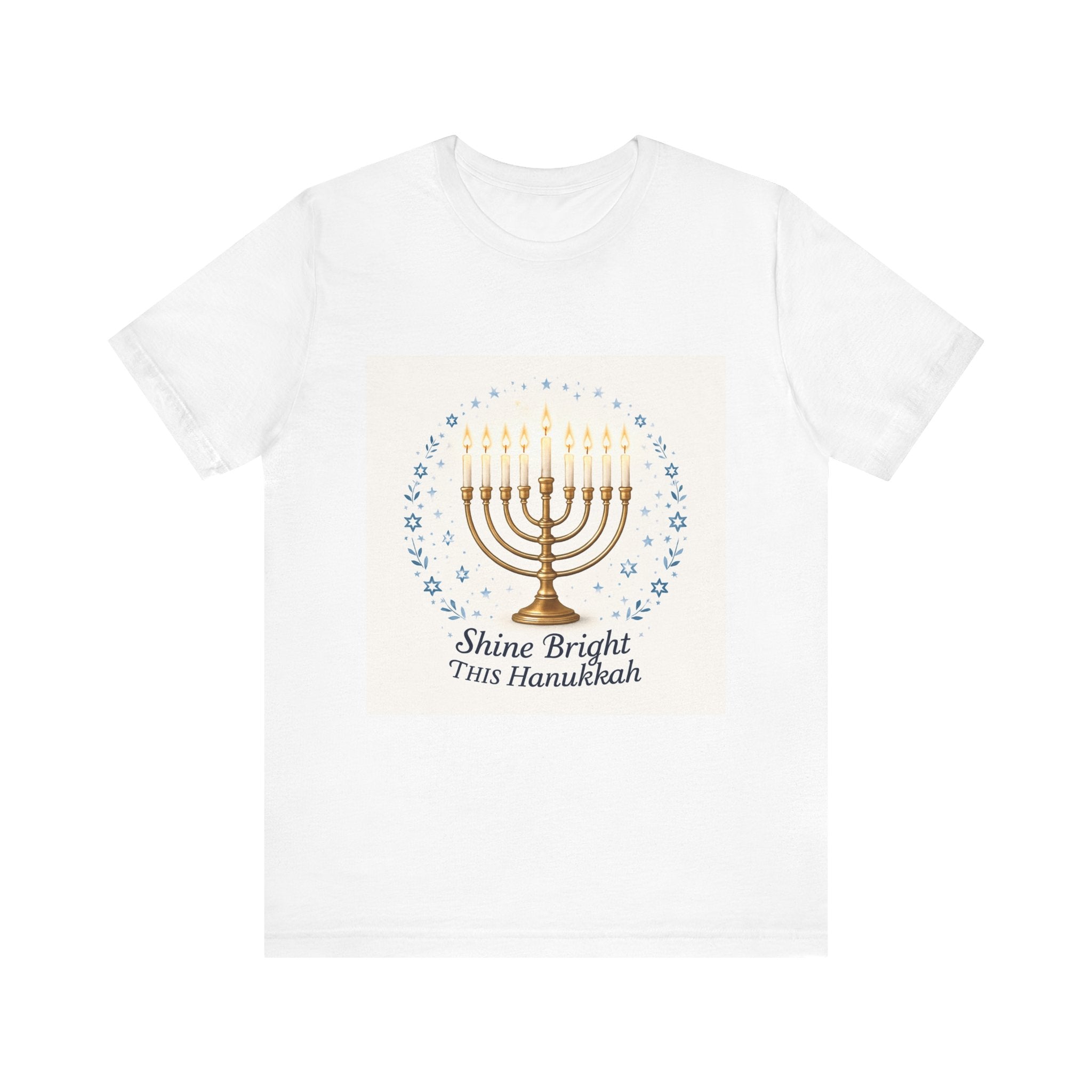 Hanukkah Menorah T‑Shirt — "Shine Bright This Hanukkah" Holiday Tee
