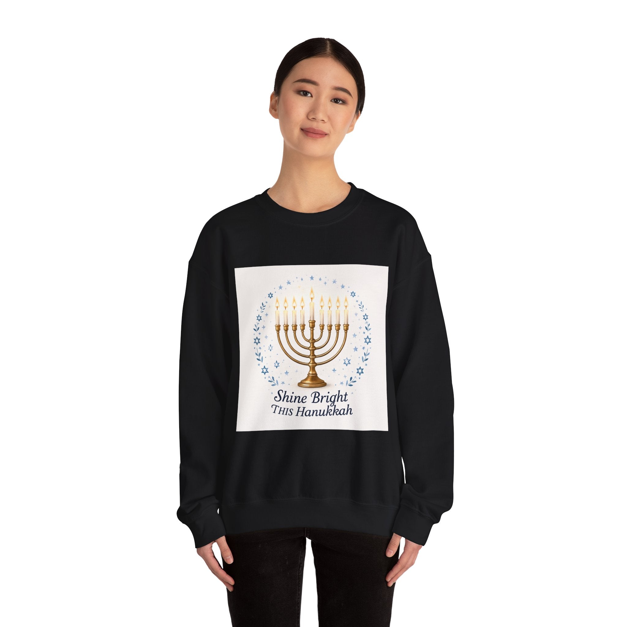 Hanukkah Menorah Sweatshirt – "Shine Bright This Hanukkah" Cozy Holiday Crewneck