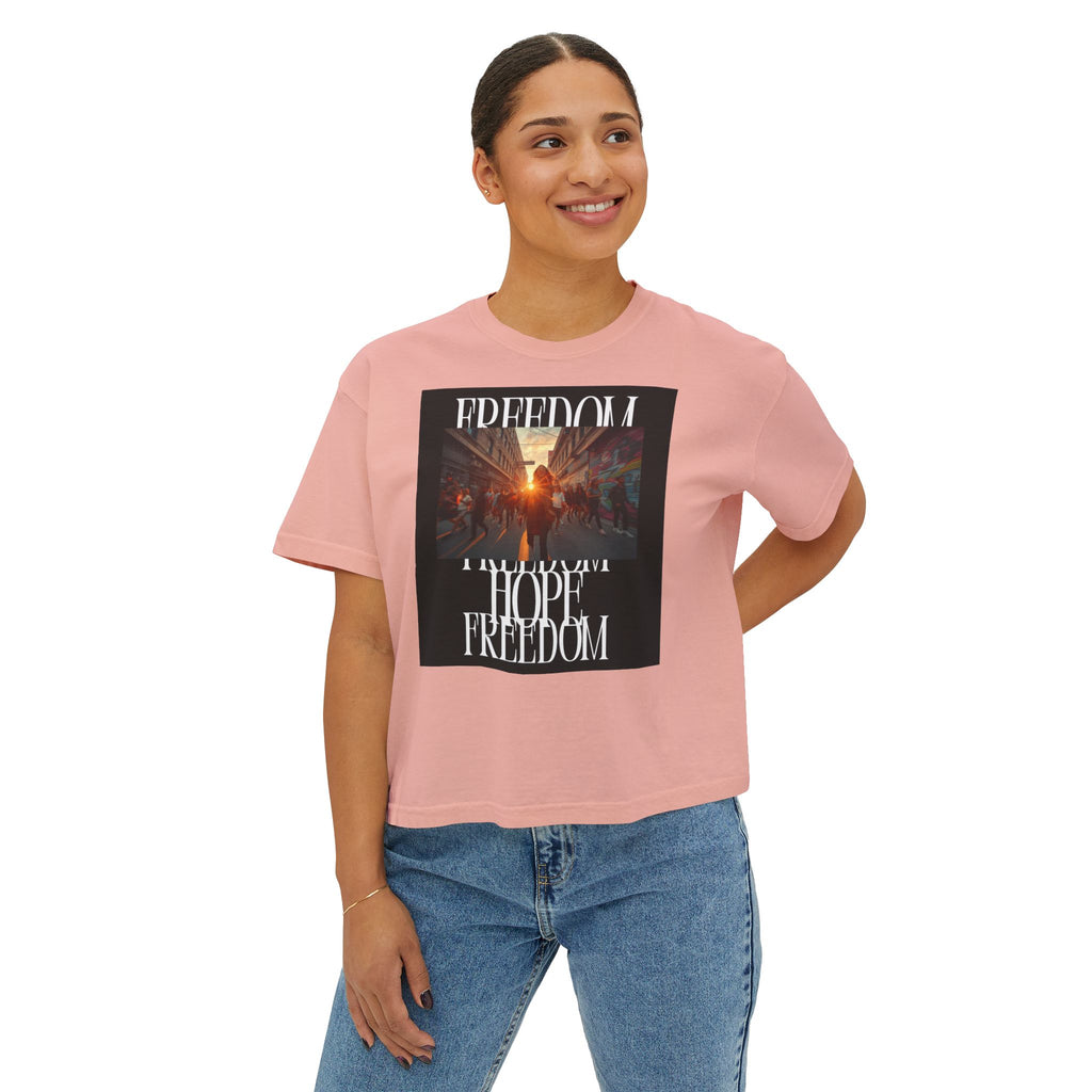 Hope & Freedom Graphic Tee — Women's Boxy T-Shirt