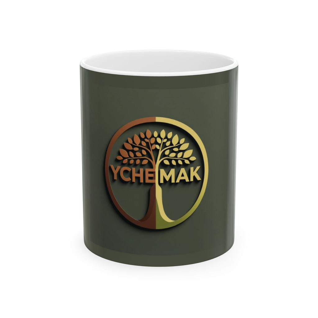 Ychemak Logo Ceramic Mug — Green 11oz & 15oz Coffee Cup - Drink with Peace