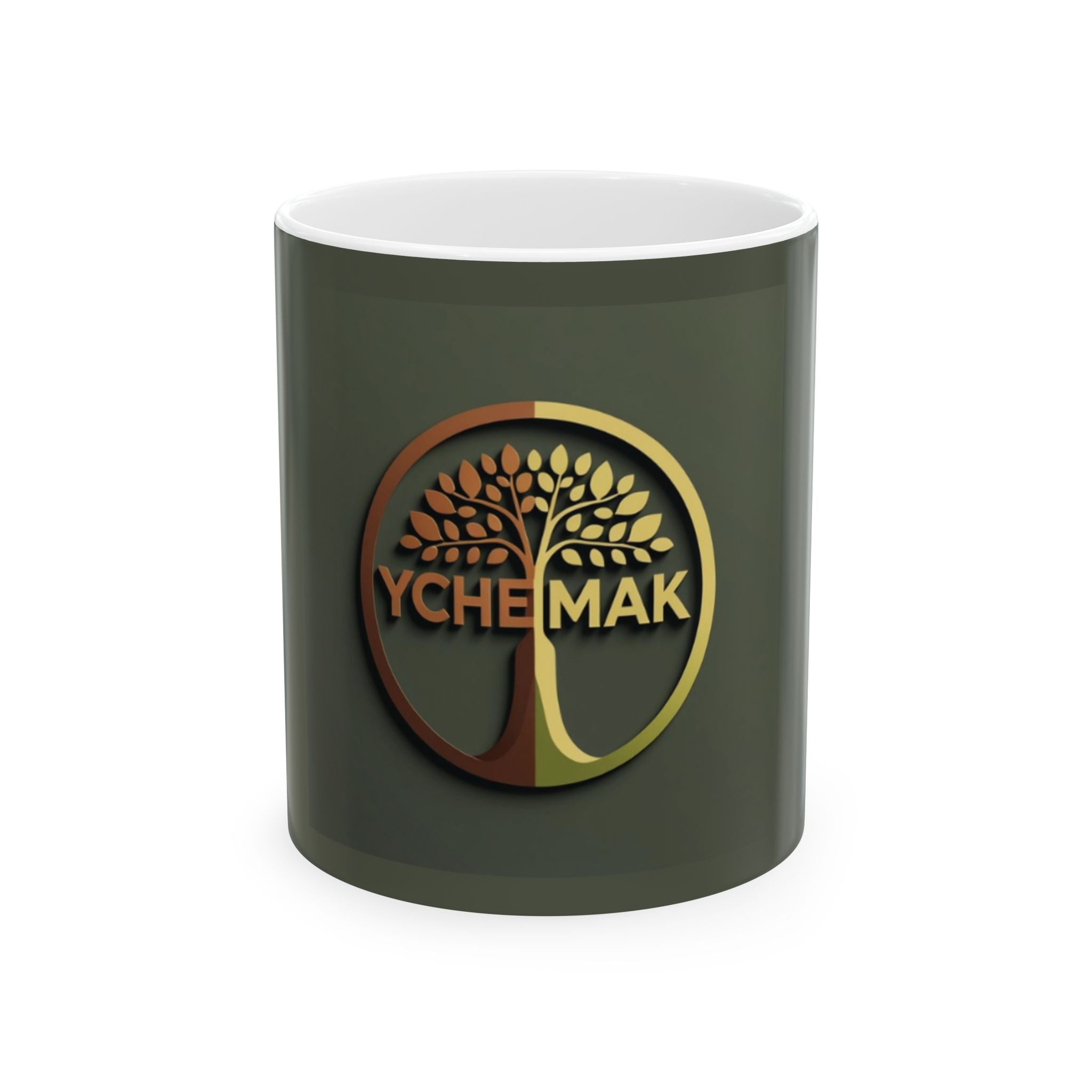 Ychemak Logo Ceramic Mug — Green 11oz & 15oz Coffee Cup - Drink with Peace