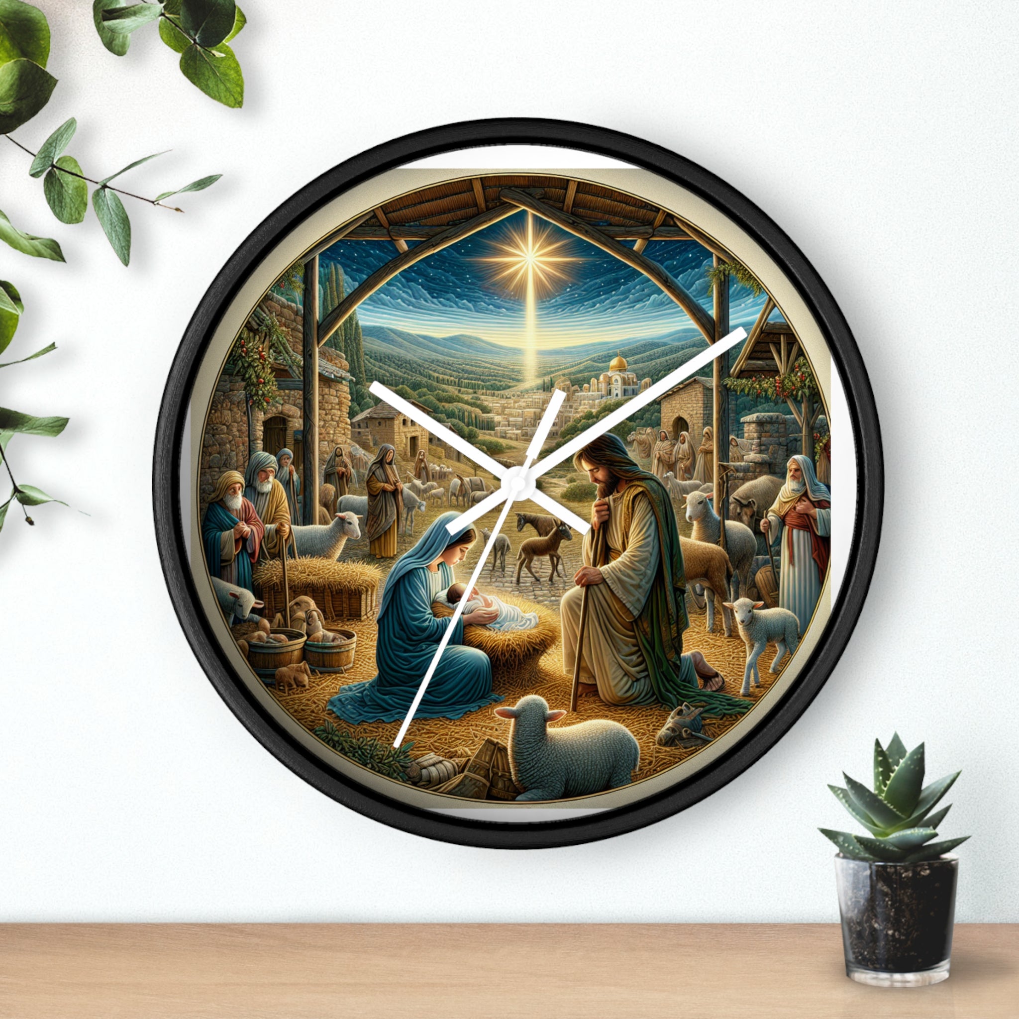 Nativity Scene Wall Clock, Religious Decor, Christmas Gift, Farmhouse Style,