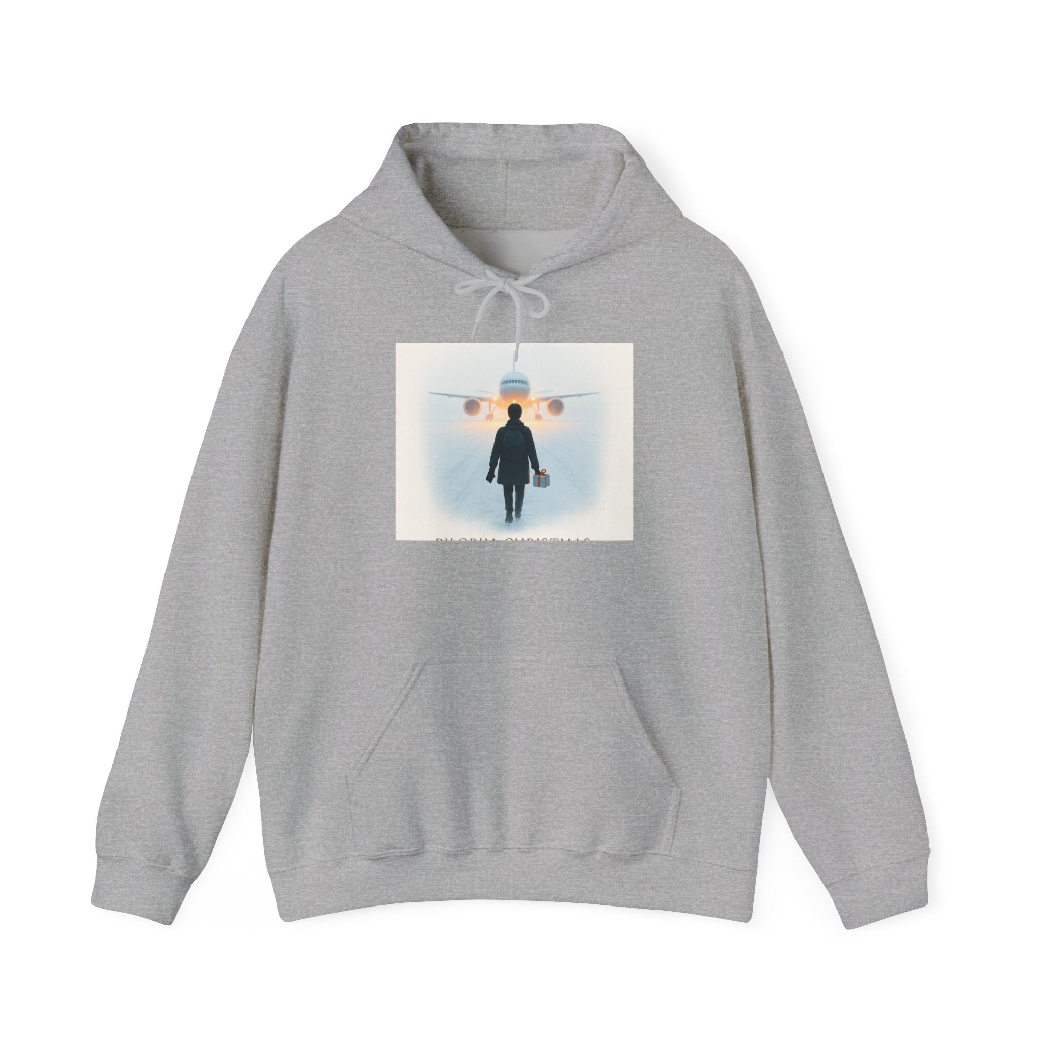 Aviation Traveler Hoodie – Silhouette Walking Toward Plane Graphic Hoodie