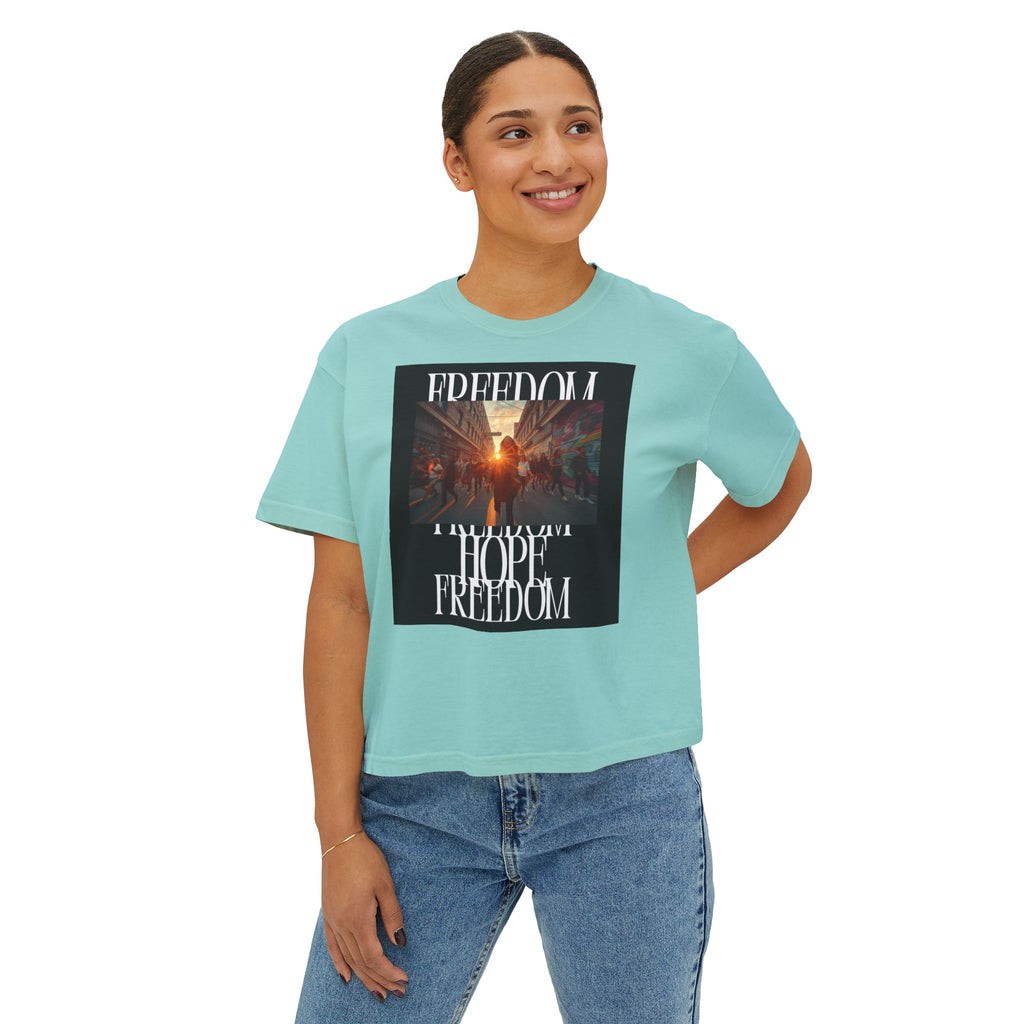 Hope & Freedom Graphic Tee — Women's Boxy T-Shirt