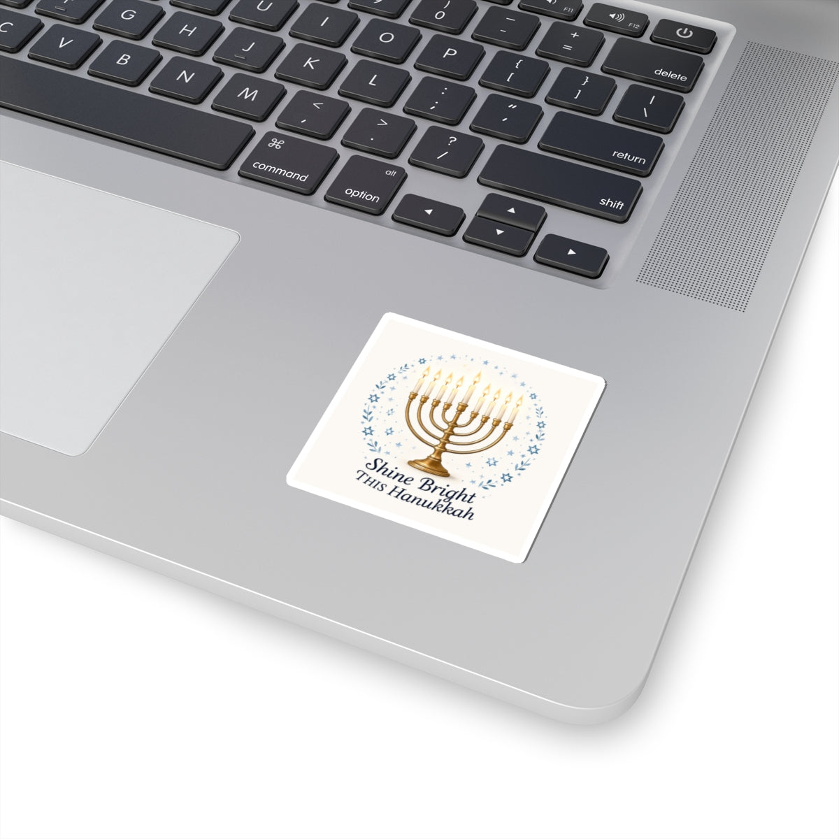 Hanukkah Menorah Sticker - "Shine Bright This Hanukkah" Kiss-Cut Decal