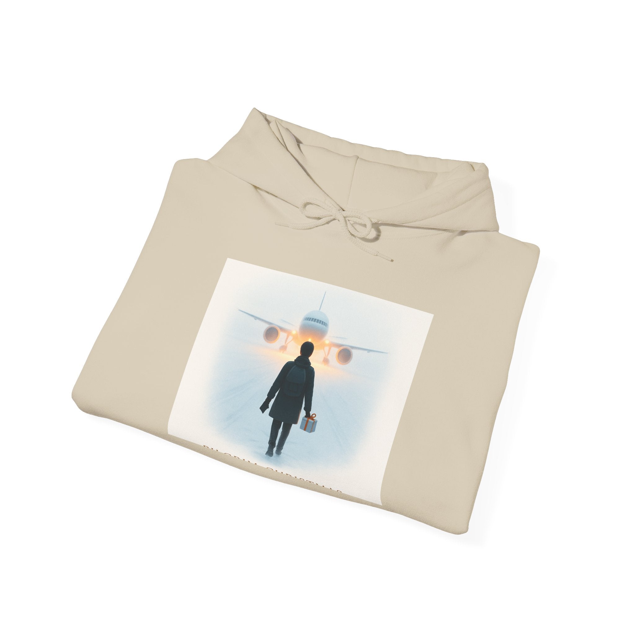 Aviation Traveler Hoodie – Silhouette Walking Toward Plane Graphic Hoodie