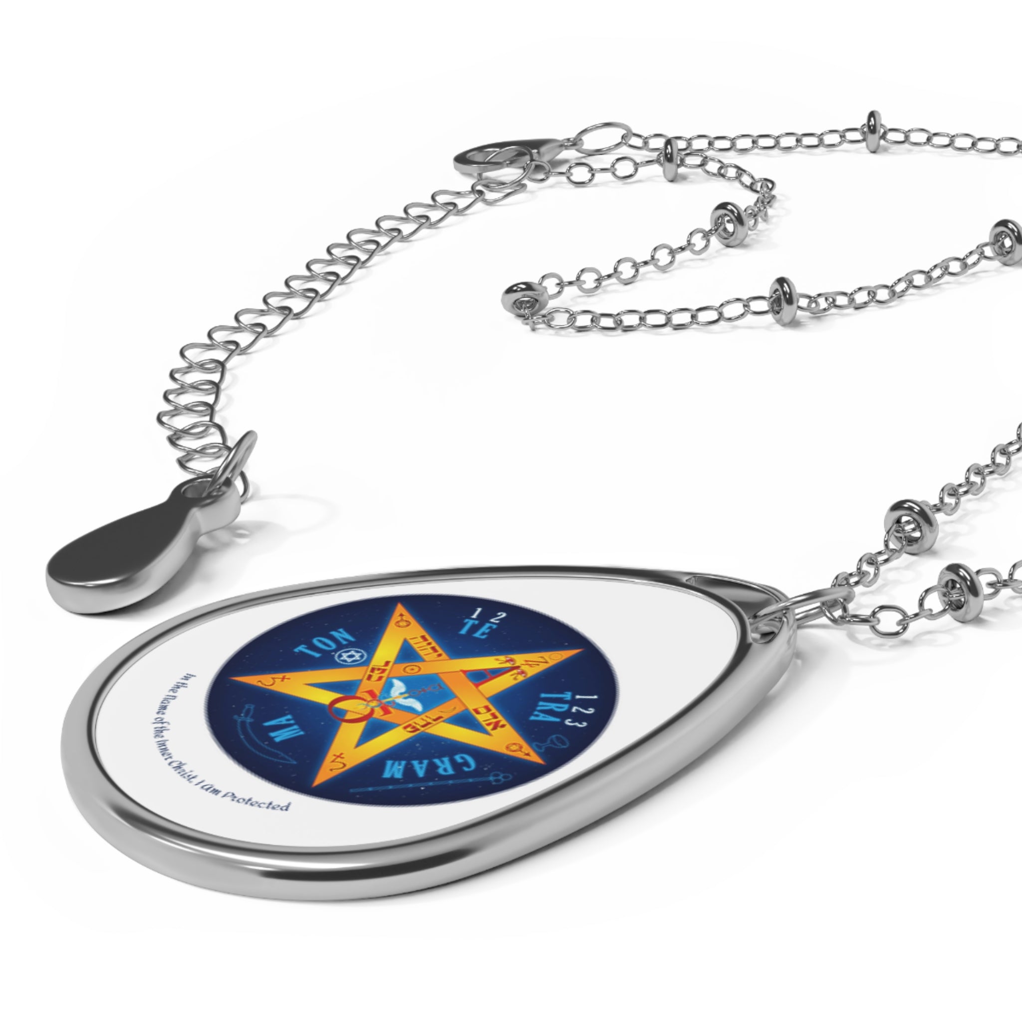 Pentagram Star Oval Necklace — Pendant Jewelry for Protection