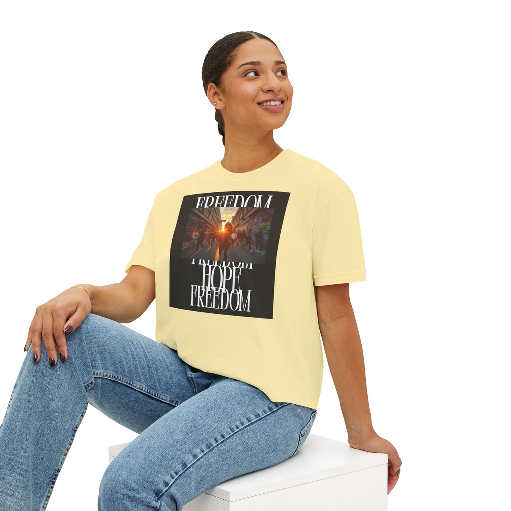Hope & Freedom Graphic Tee — Women's Boxy T-Shirt