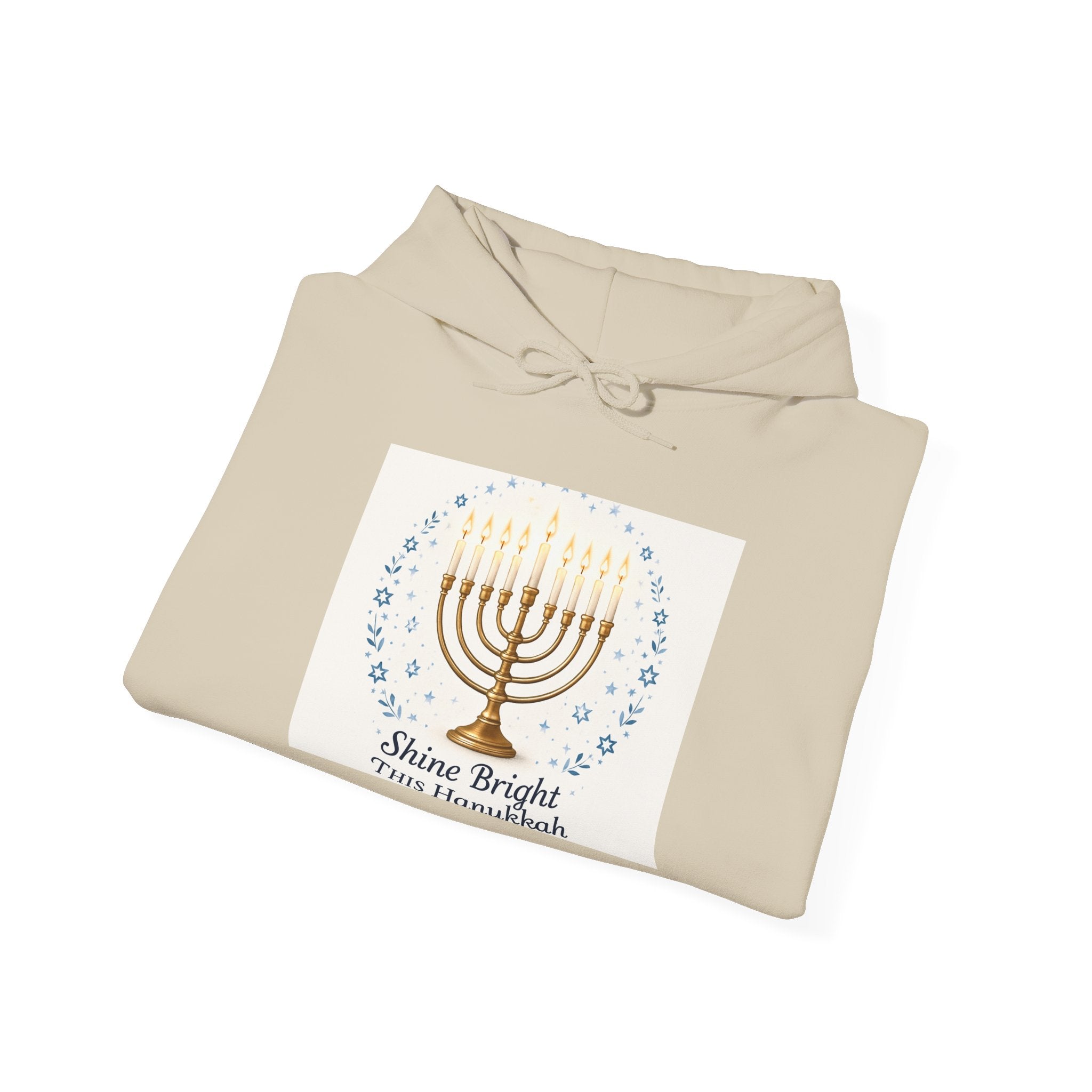 Hanukkah Menorah Hoodie - "Shine Bright This Hanukkah" Holiday Sweatshirt