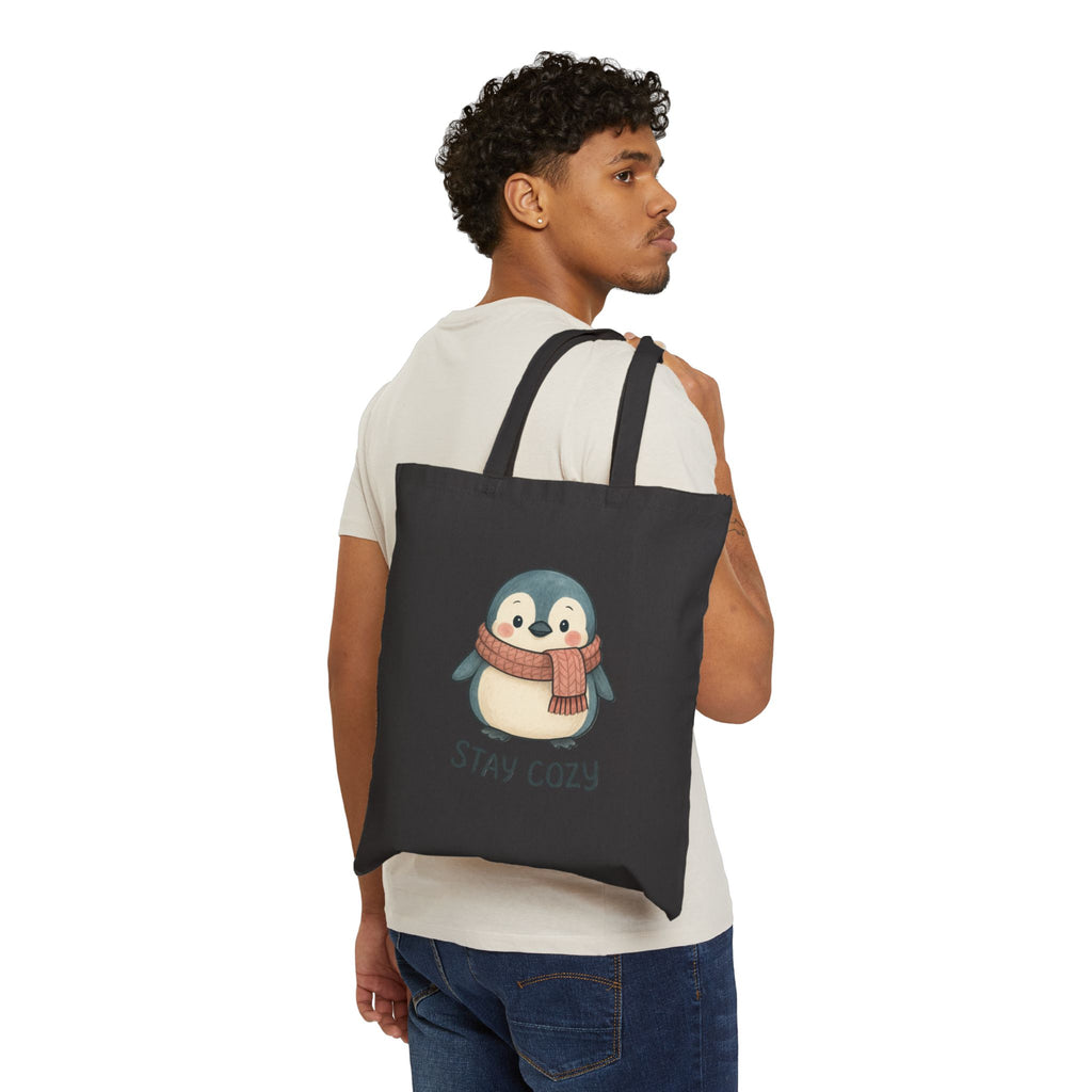 Stay Cozy Penguin Tote Bag | Cute Penguin Illustration