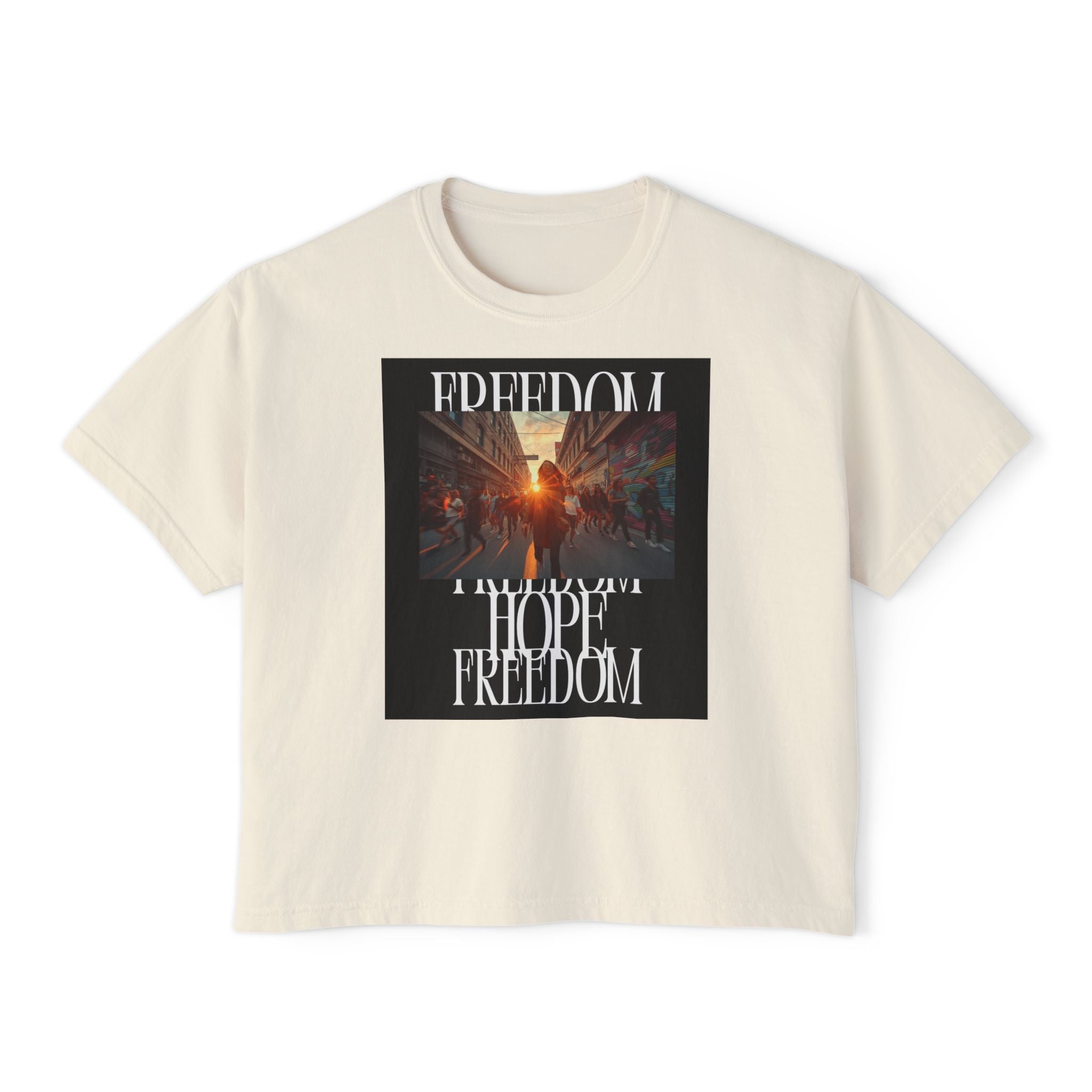 Hope & Freedom Graphic Tee — Women's Boxy T-Shirt