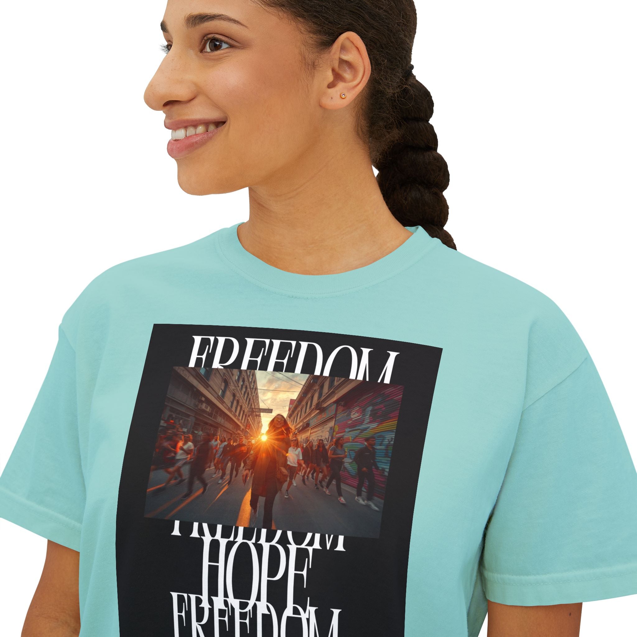 Hope & Freedom Graphic Tee — Women's Boxy T-Shirt