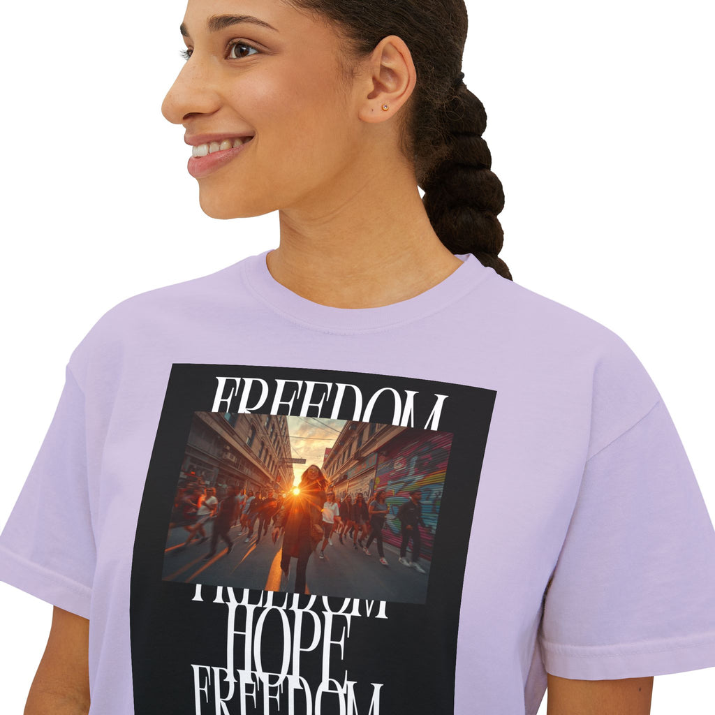 Hope & Freedom Graphic Tee — Women's Boxy T-Shirt