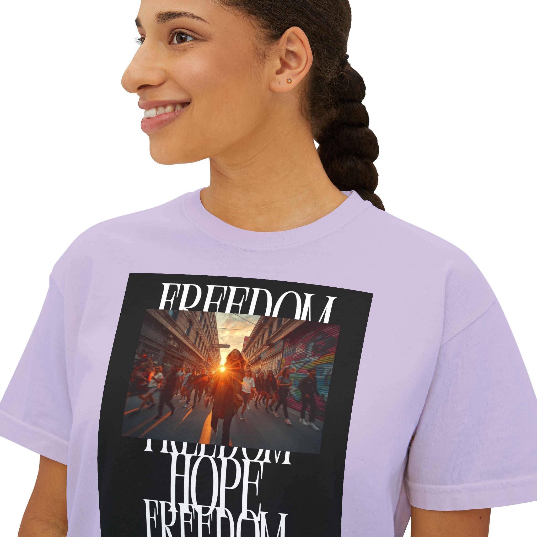 Hope & Freedom Graphic Tee — Women's Boxy T-Shirt