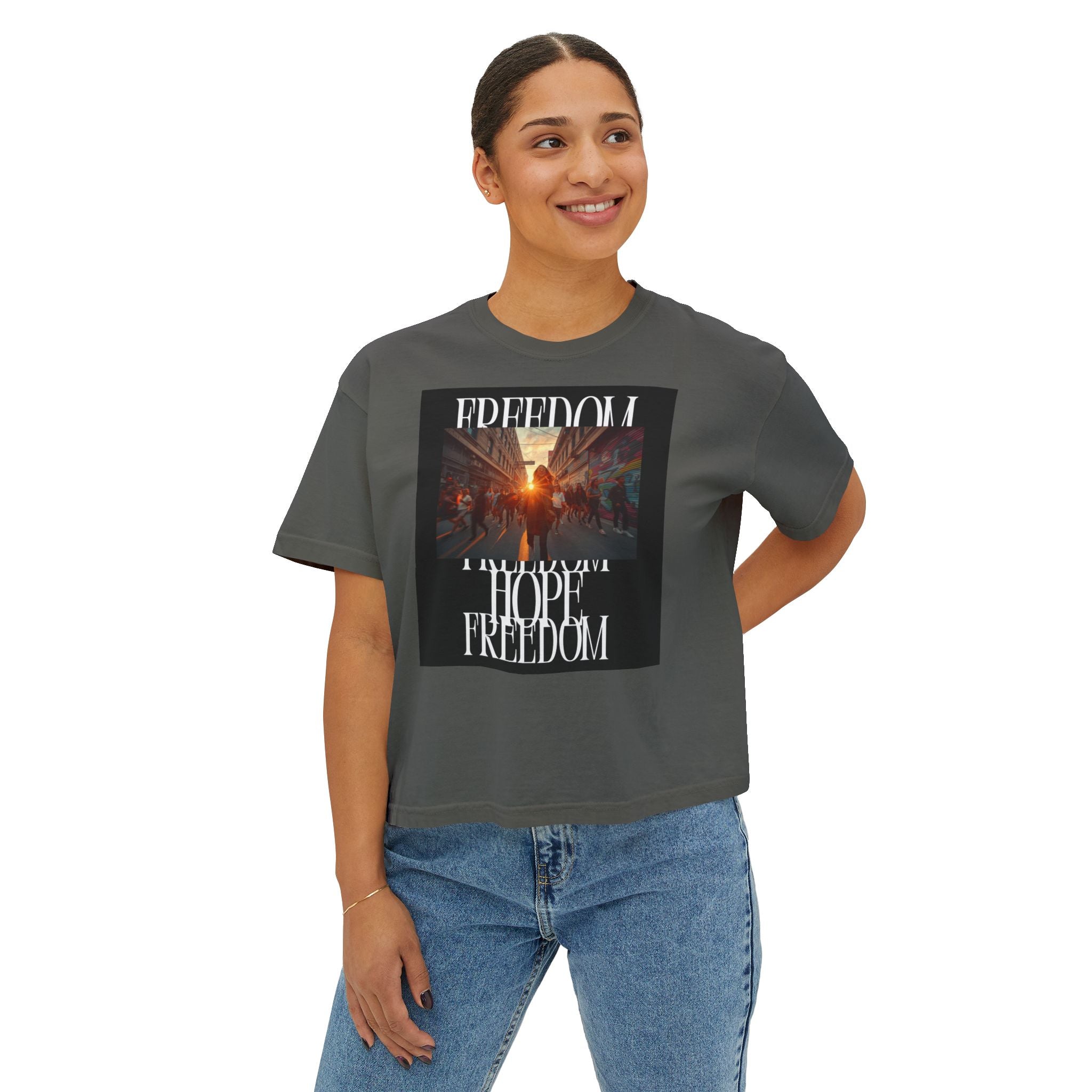 Hope & Freedom Graphic Tee — Women's Boxy T-Shirt