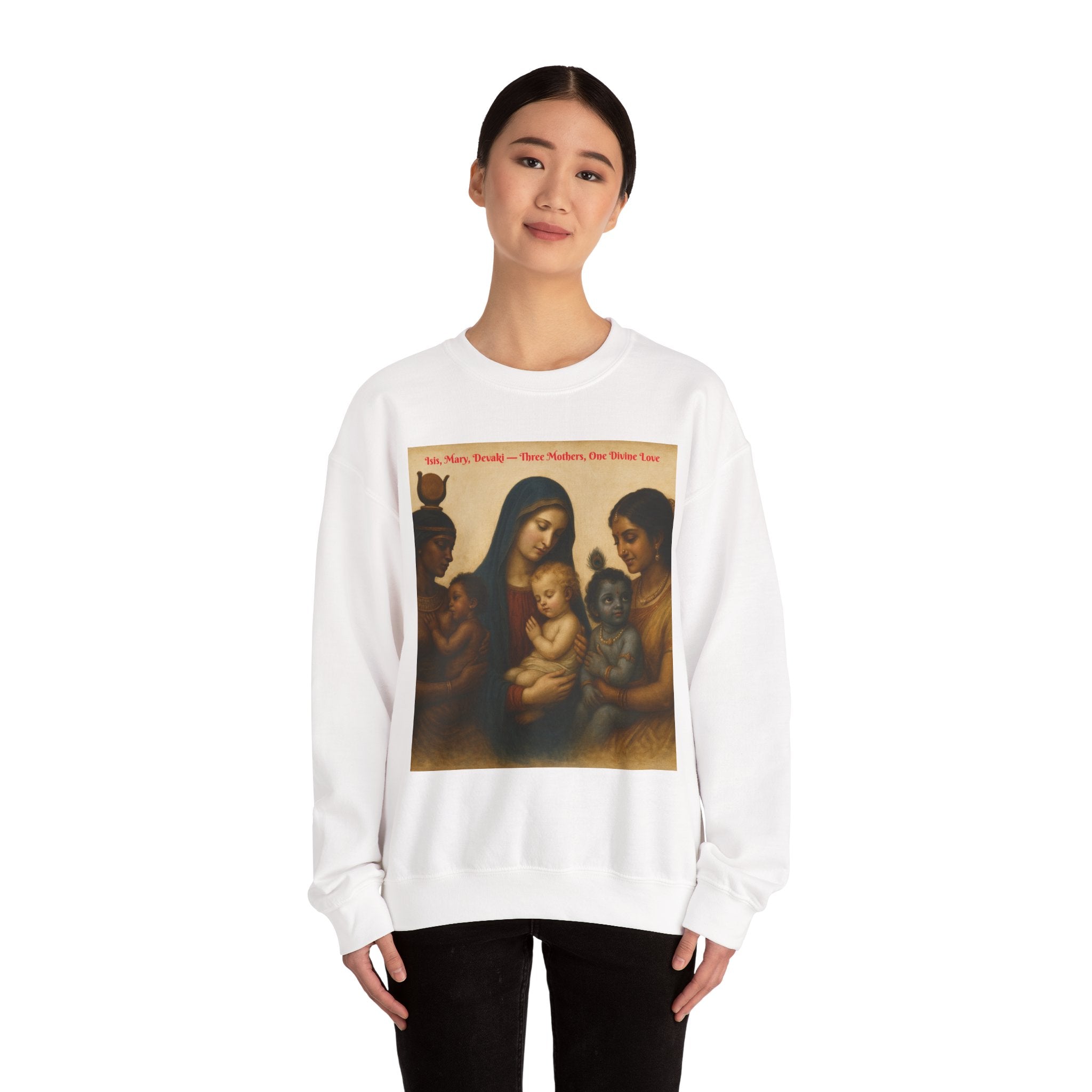 Divine Motherhood, Isis, Mary, Devaki - Unisex Heavy Blend™ Crewneck Sweatshirt