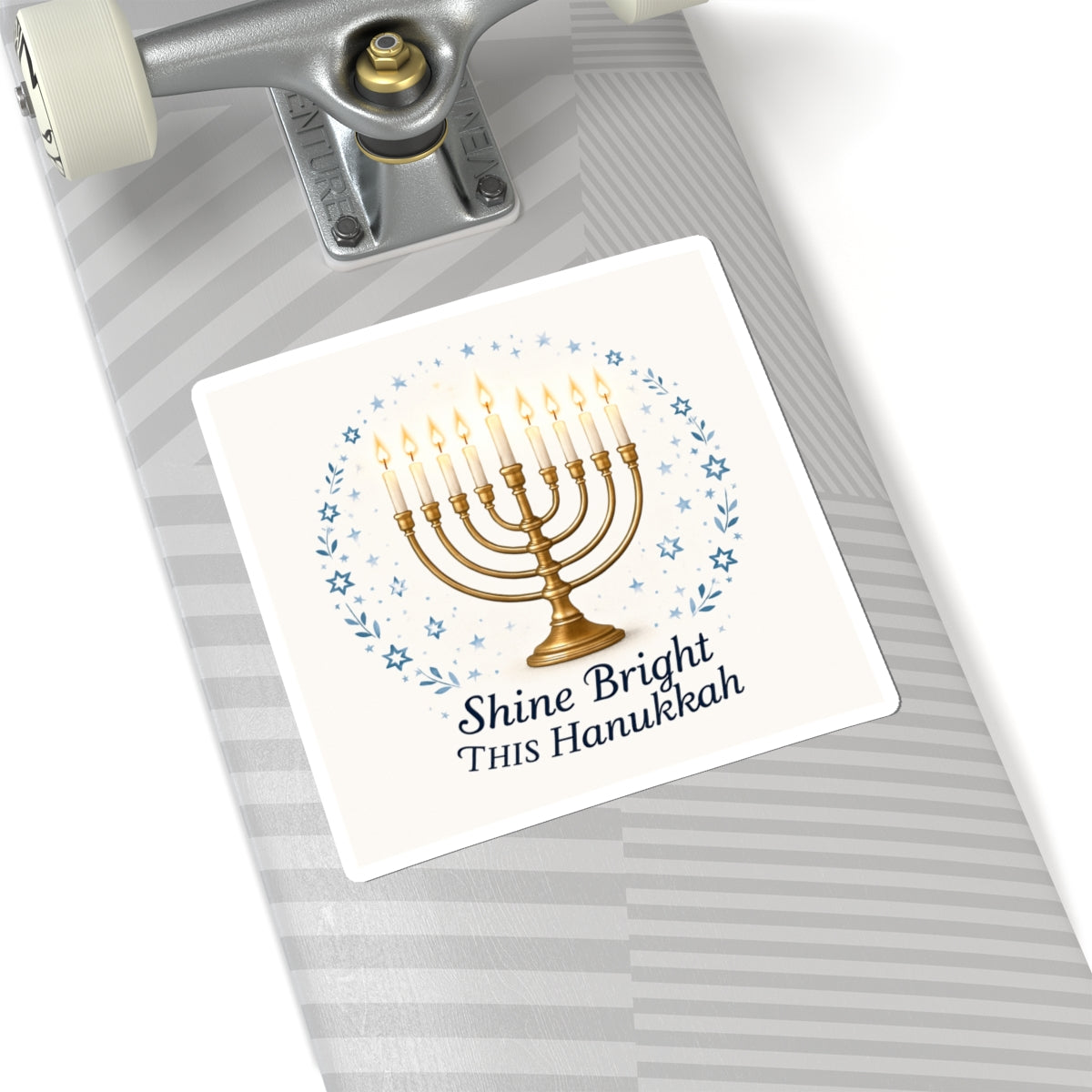 Hanukkah Menorah Sticker - "Shine Bright This Hanukkah" Kiss-Cut Decal