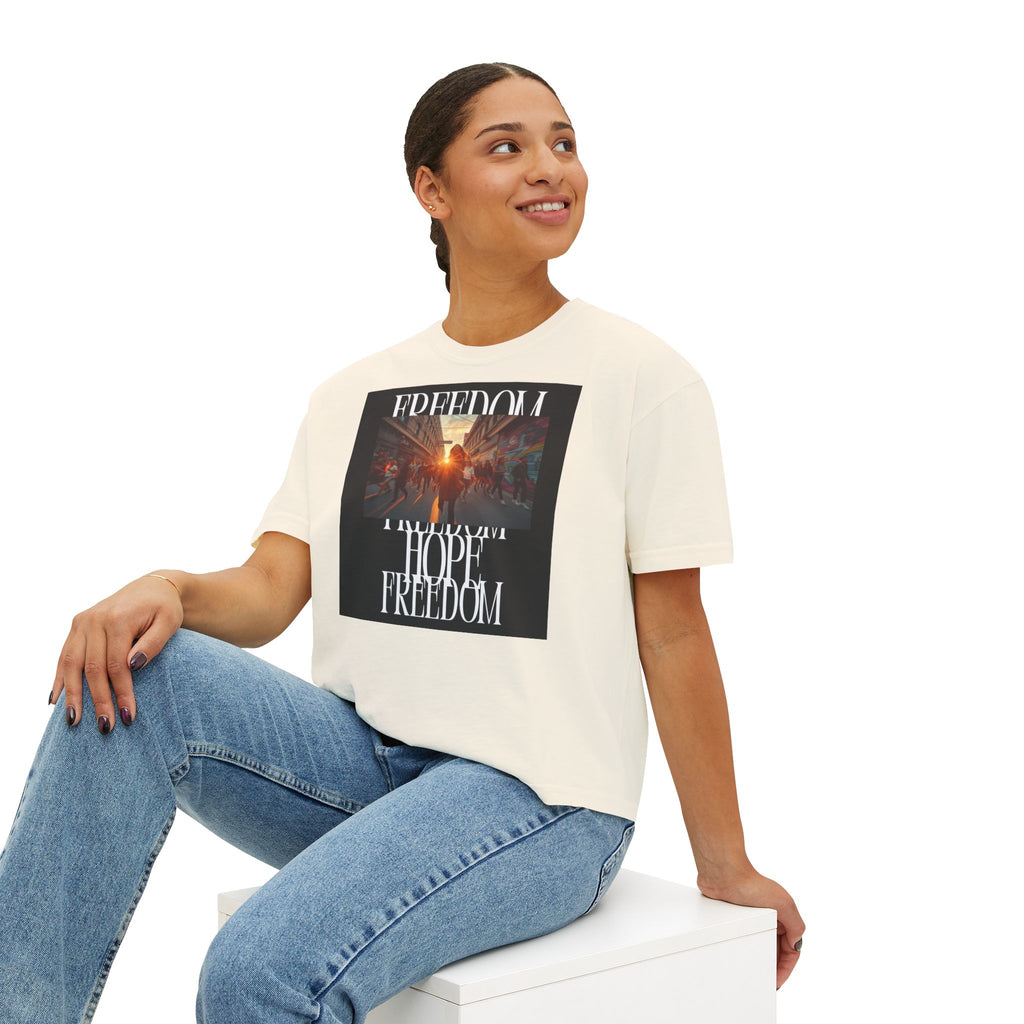 Hope & Freedom Graphic Tee — Women's Boxy T-Shirt