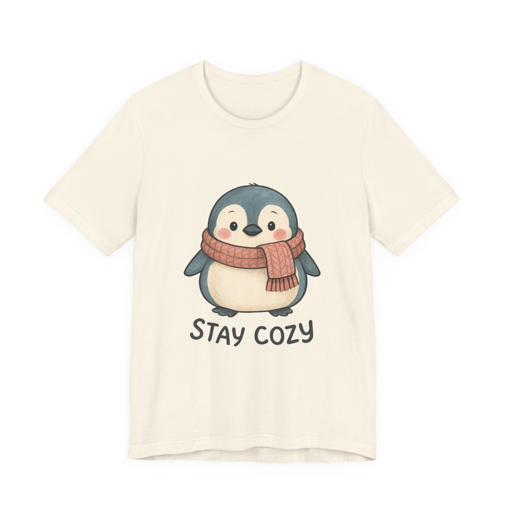 Stay Cozy Penguin T-Shirt | Cute Scarf Illustration