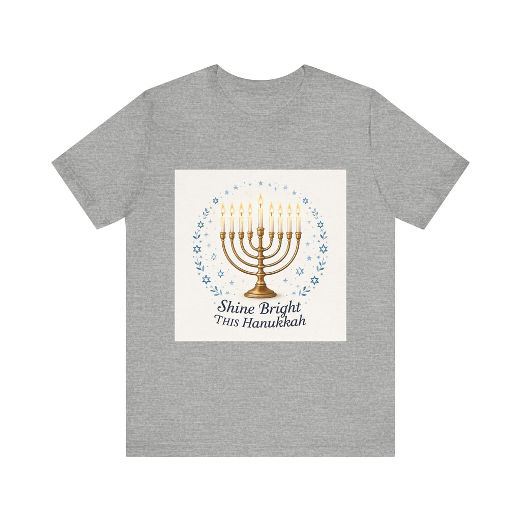 Hanukkah Menorah T‑Shirt — "Shine Bright This Hanukkah" Holiday Tee