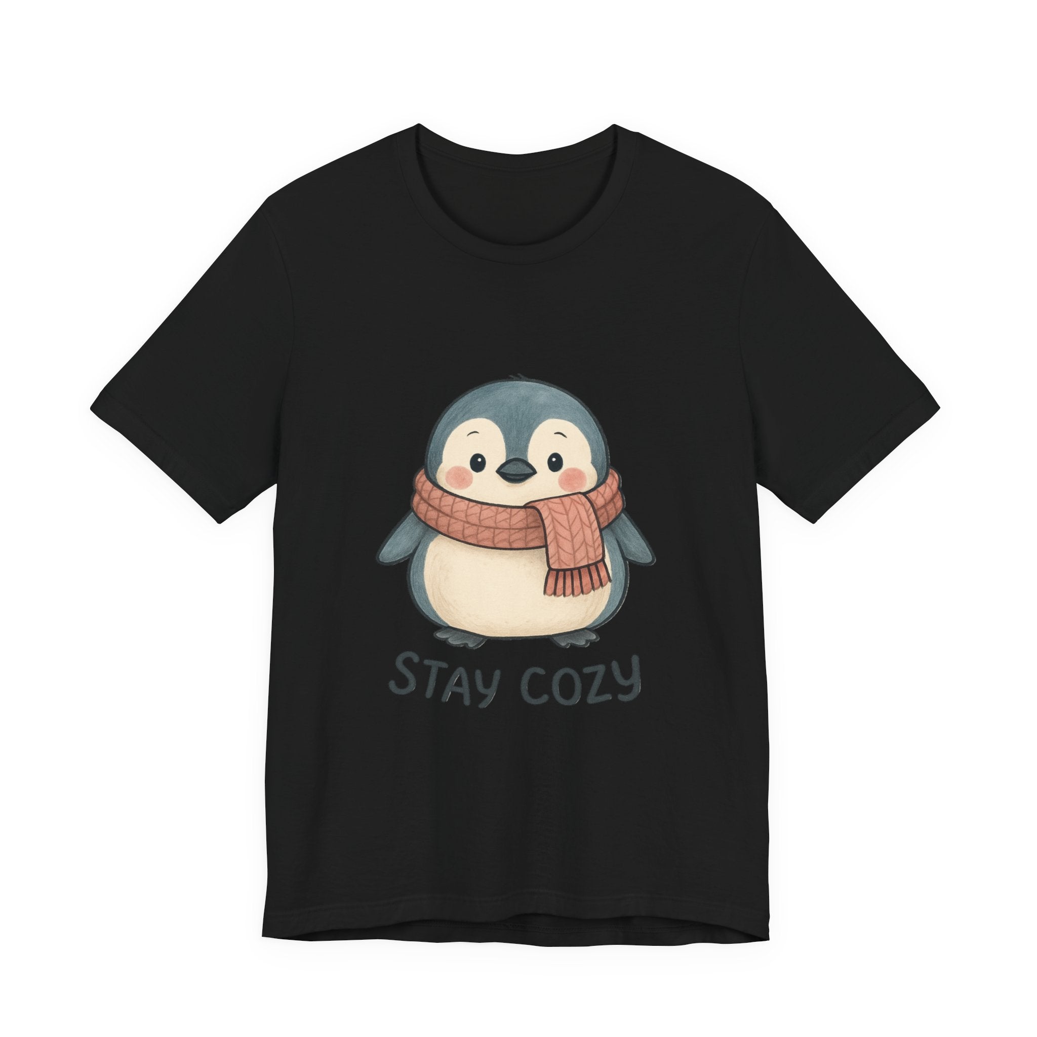 Stay Cozy Penguin T-Shirt | Cute Scarf Illustration