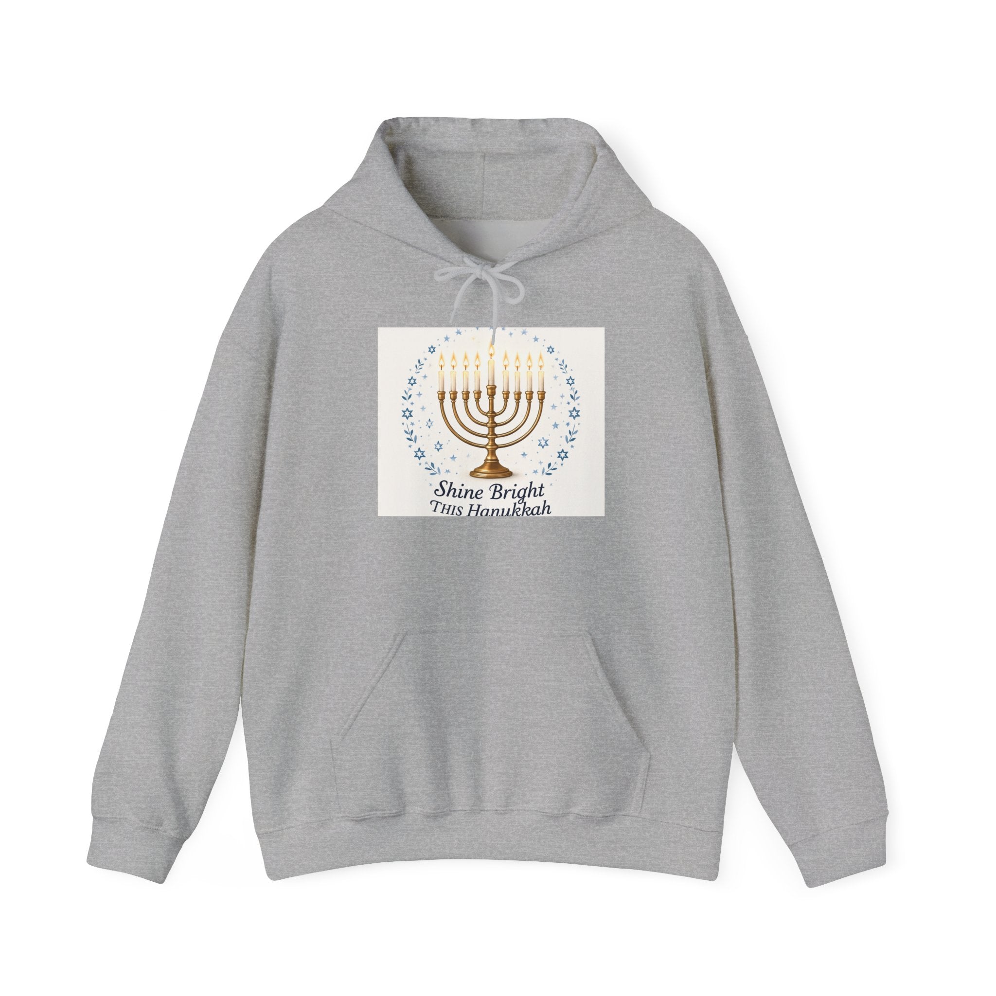 Hanukkah Menorah Hoodie - "Shine Bright This Hanukkah" Holiday Sweatshirt