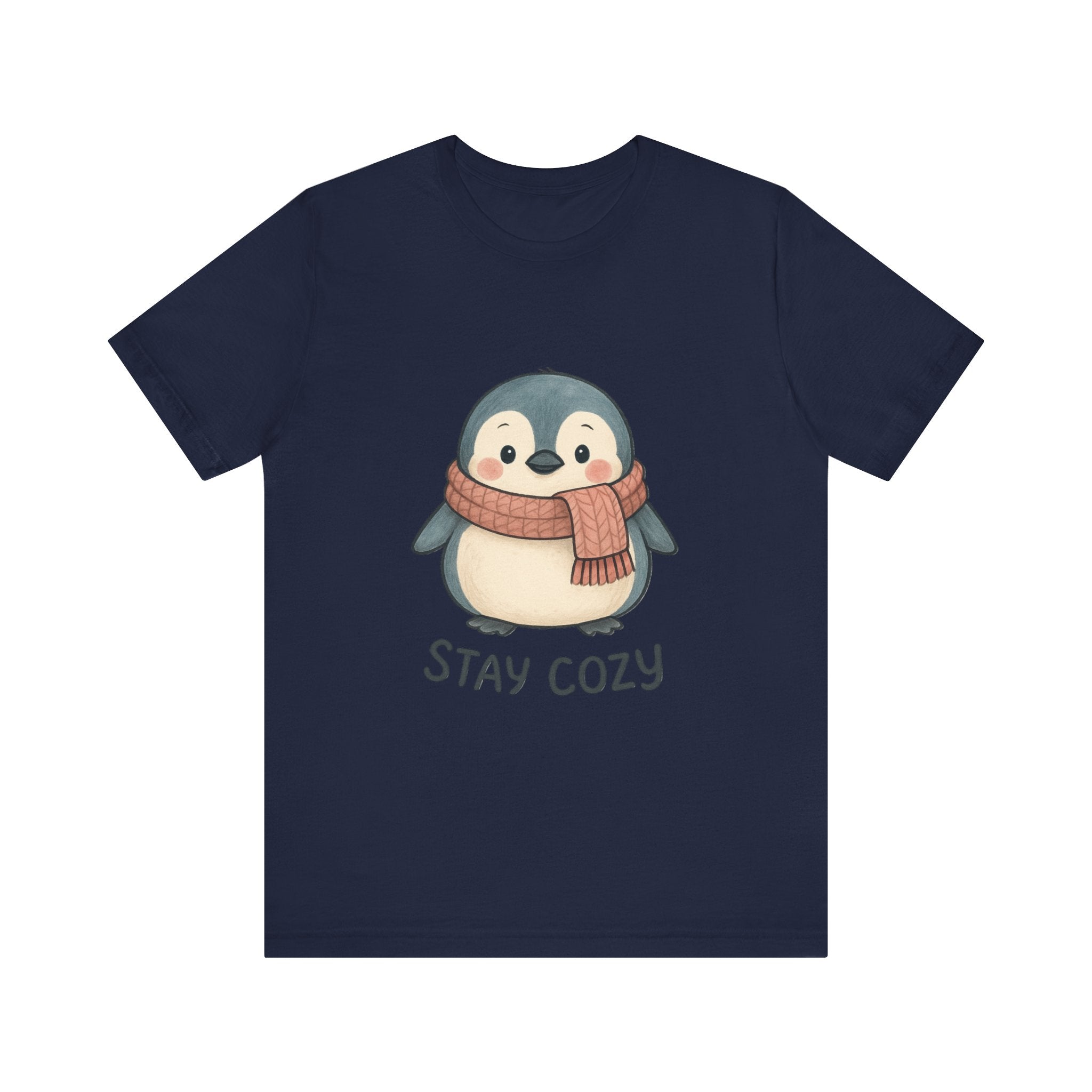 Stay Cozy Penguin T-Shirt | Cute Scarf Illustration