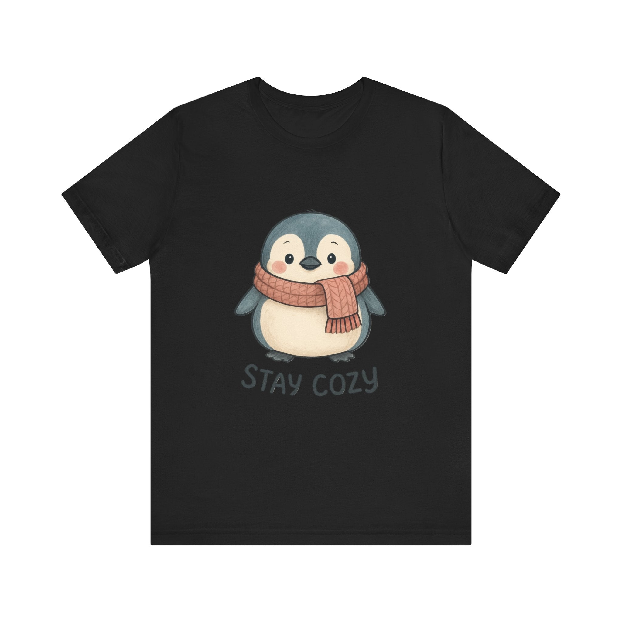 Stay Cozy Penguin T-Shirt | Cute Scarf Illustration