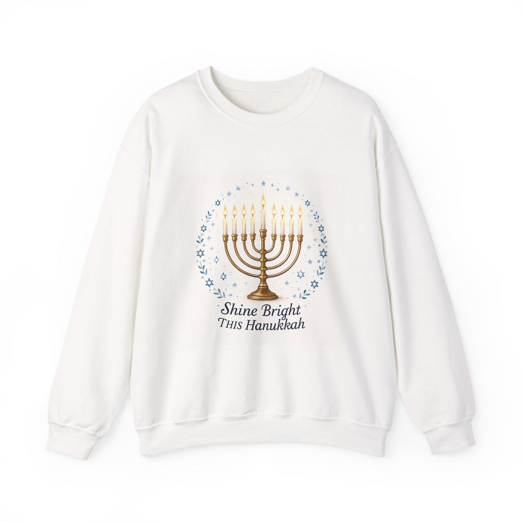 Hanukkah Menorah Sweatshirt – "Shine Bright This Hanukkah" Cozy Holiday Crewneck