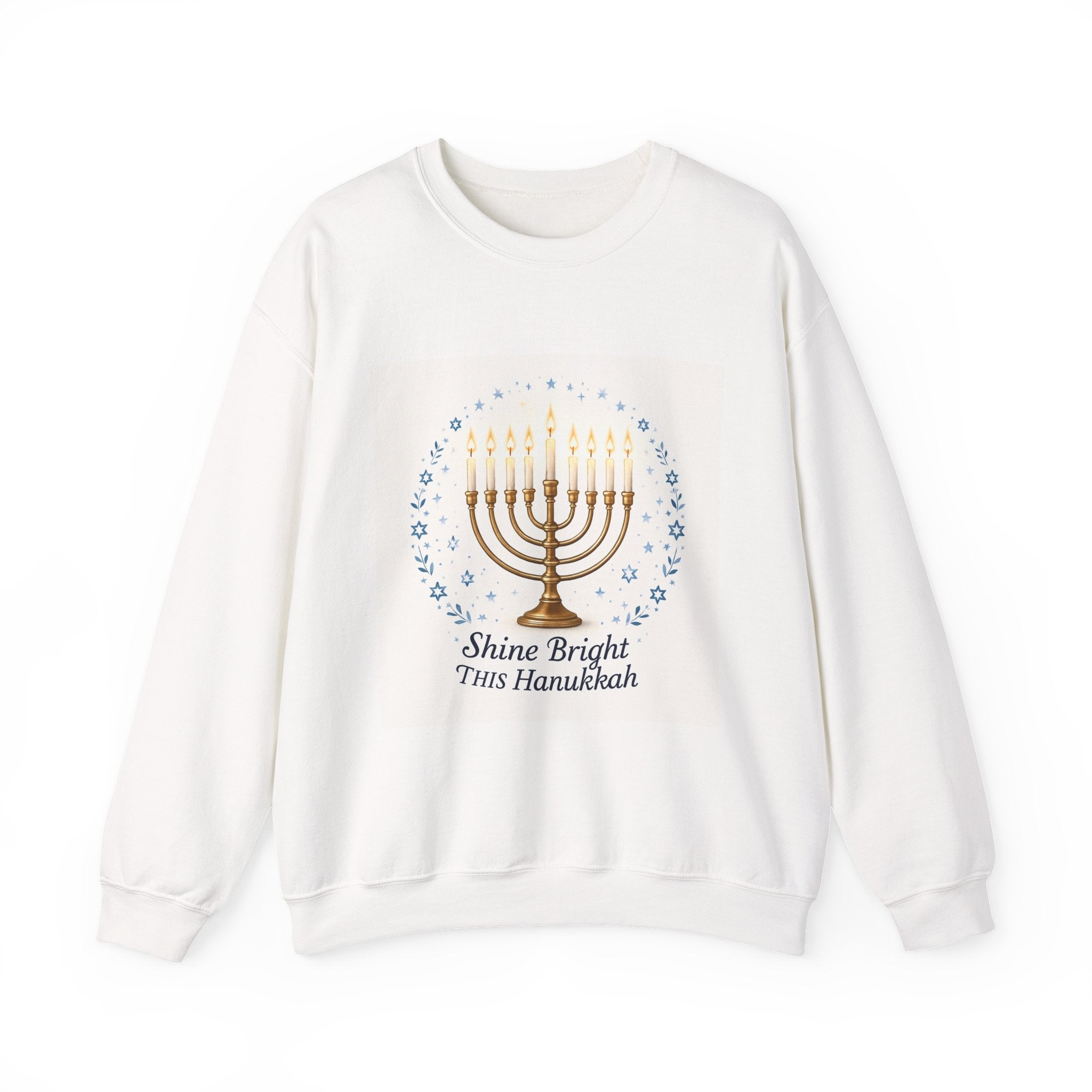 Hanukkah Menorah Sweatshirt – "Shine Bright This Hanukkah" Cozy Holiday Crewneck