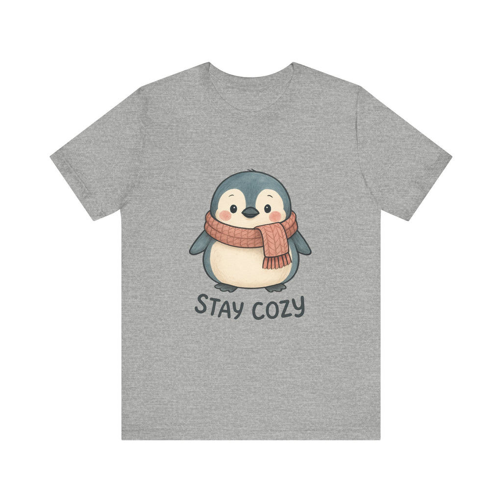 Stay Cozy Penguin T-Shirt | Cute Scarf Illustration