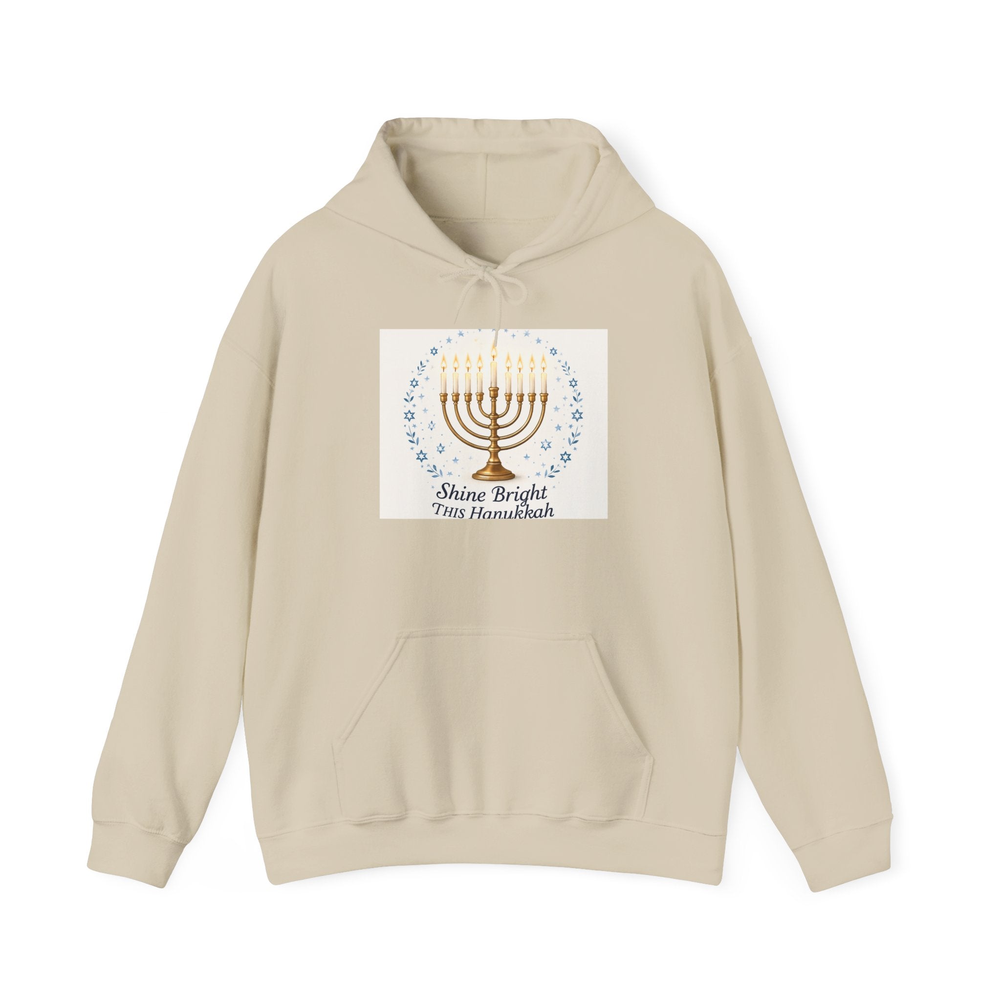 Hanukkah Menorah Hoodie - "Shine Bright This Hanukkah" Holiday Sweatshirt