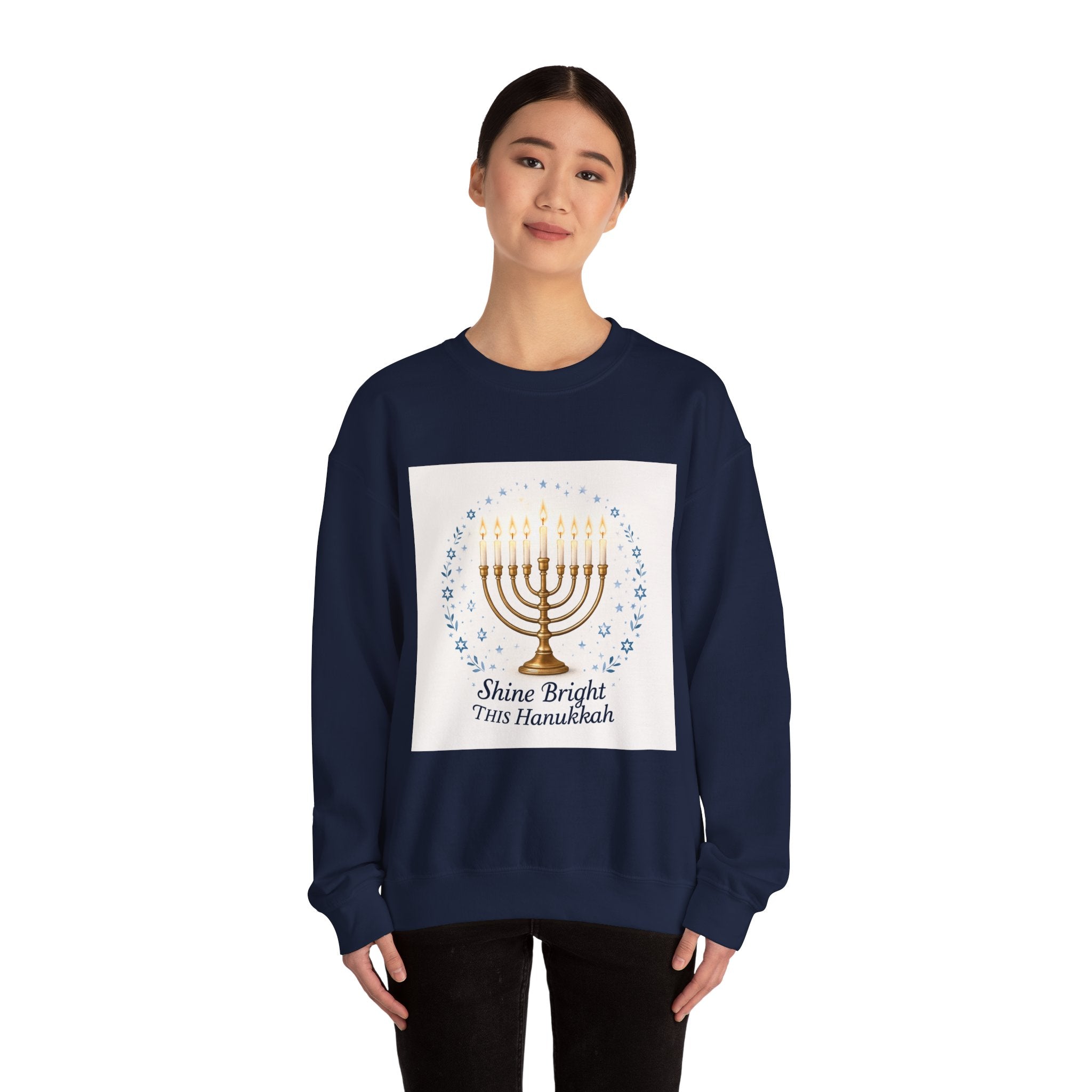 Hanukkah Menorah Sweatshirt – "Shine Bright This Hanukkah" Cozy Holiday Crewneck