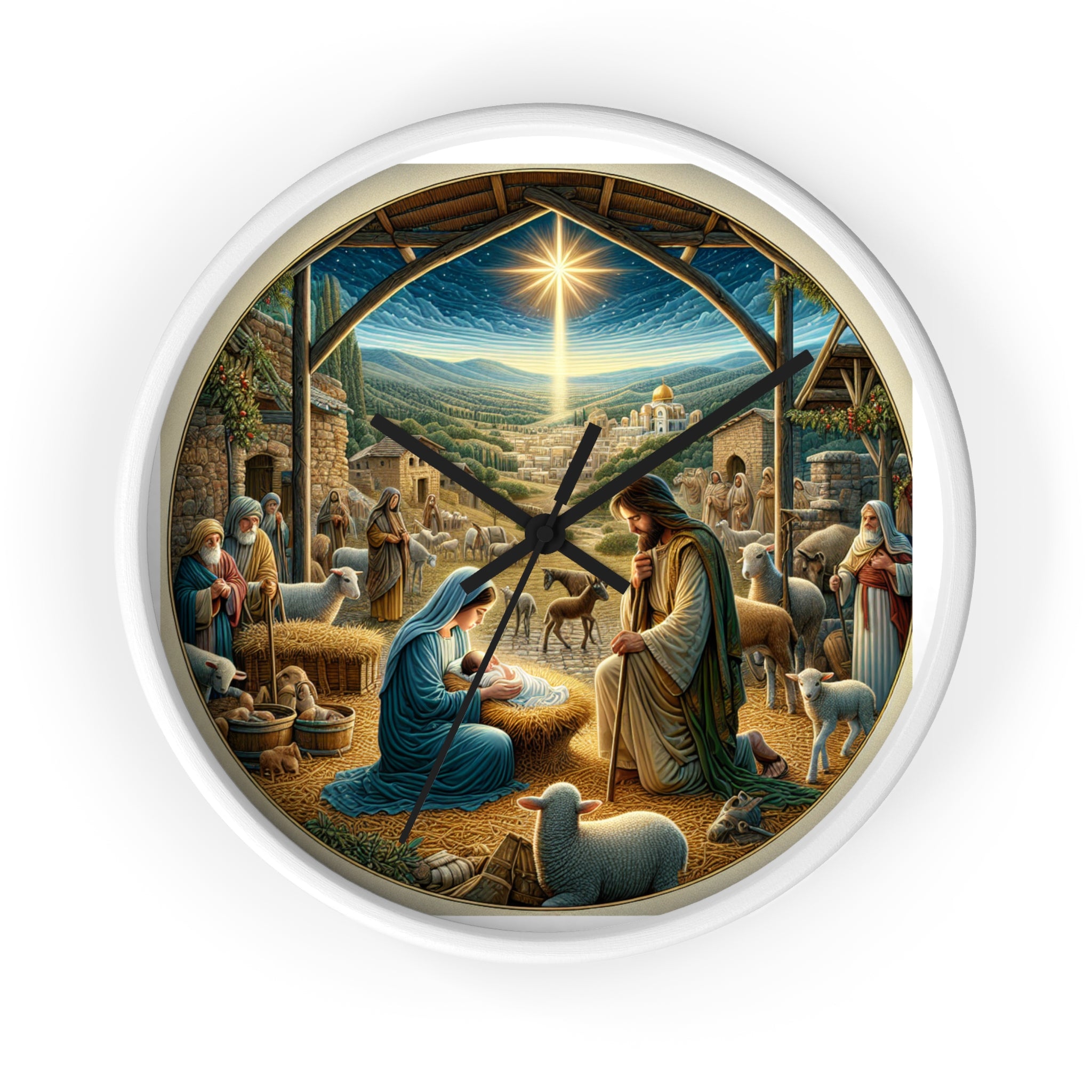 Nativity Scene Wall Clock, Religious Decor, Christmas Gift, Farmhouse Style,